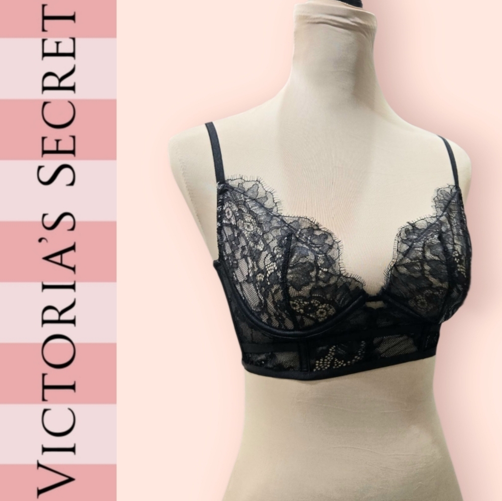 Victoria's Secret Vintage Y2K Black Lace Bra Unlined 34C